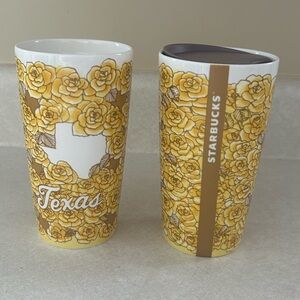 2 Starbucks Yellow Rose of Texas Tumblers EUC